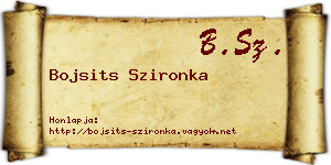 Bojsits Szironka névjegykártya
